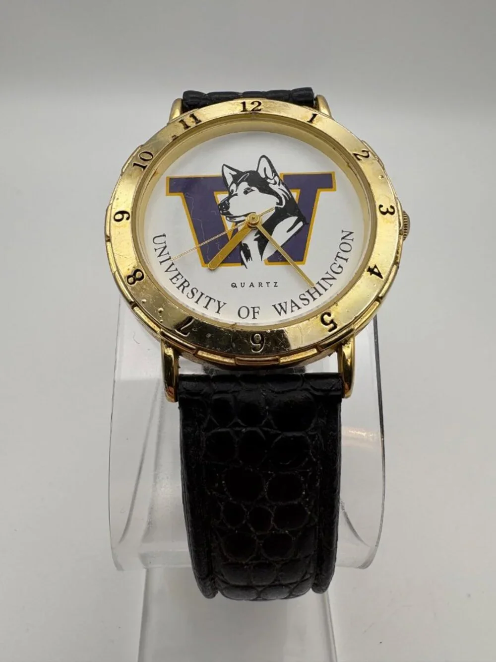 Vintage Nelsonic University of Washington Huskies Watch Gold Tone Quartz SR626SW